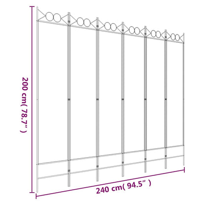 vidaXL 6-Panel Room Divider Brown 240x200 cm Fabric