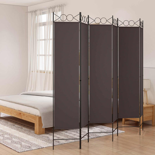 vidaXL 6-Panel Room Divider Brown 240x200 cm Fabric
