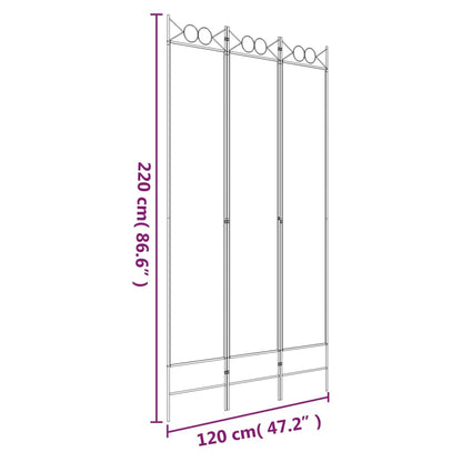vidaXL 3-Panel Room Divider White 120x220 cm Fabric
