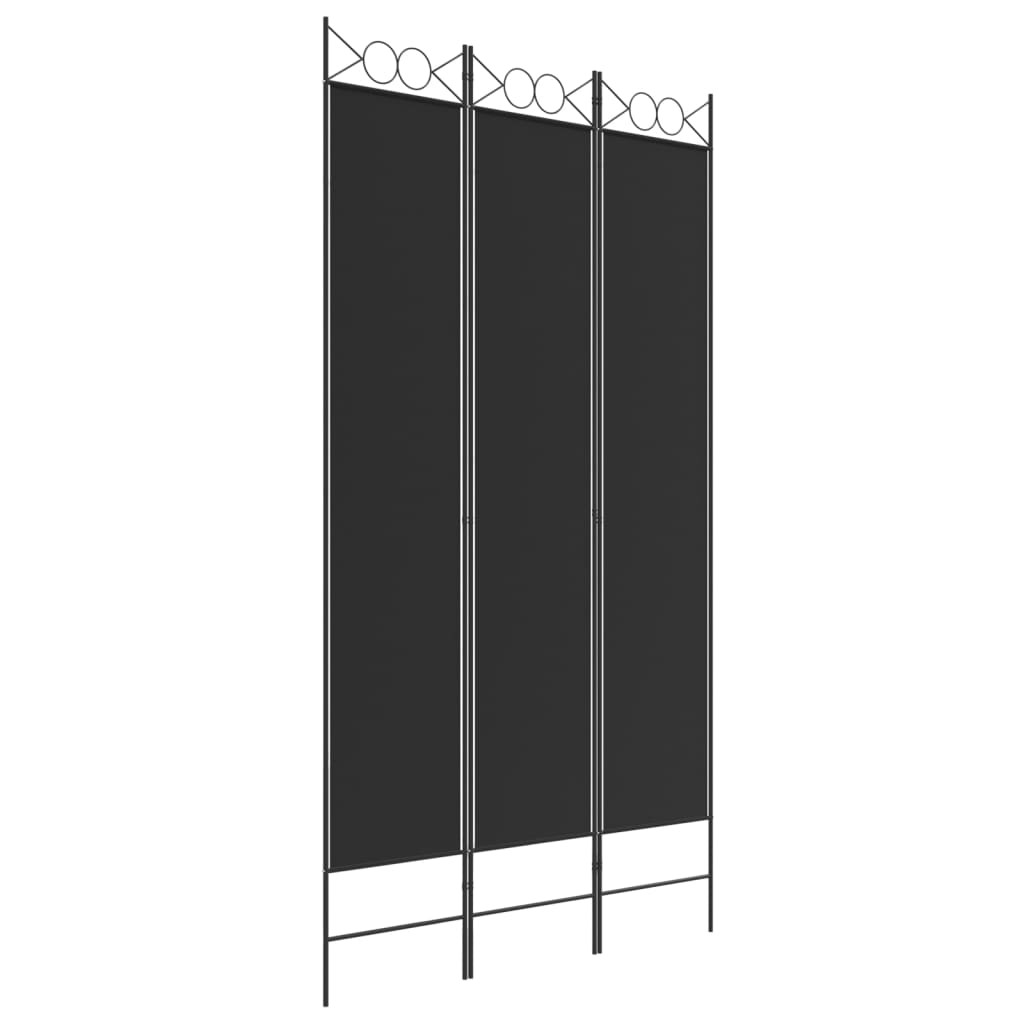 vidaXL 3-Panel Room Divider Black 120x220 cm Fabric