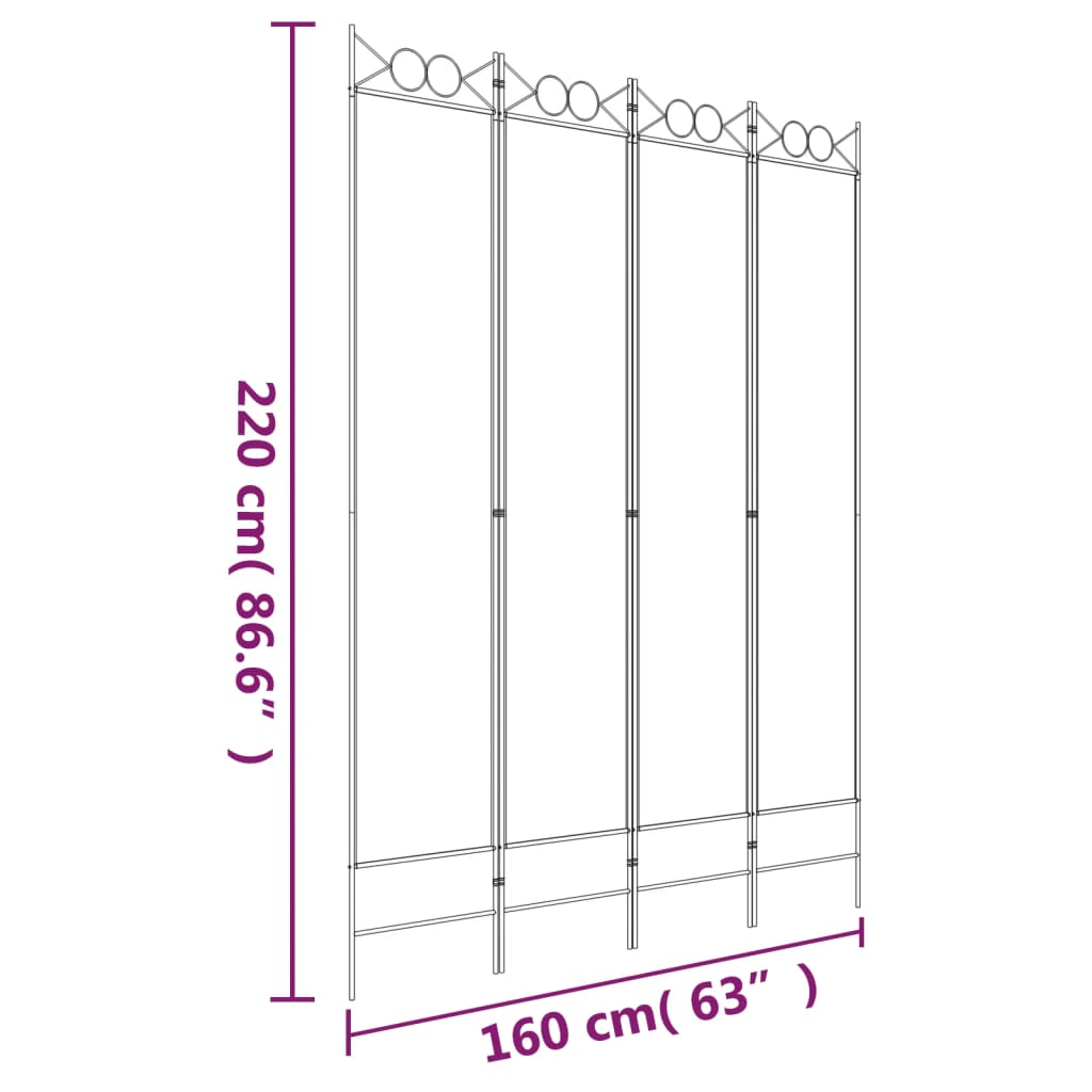 vidaXL 4-Panel Room Divider Brown 160x220 cm Fabric
