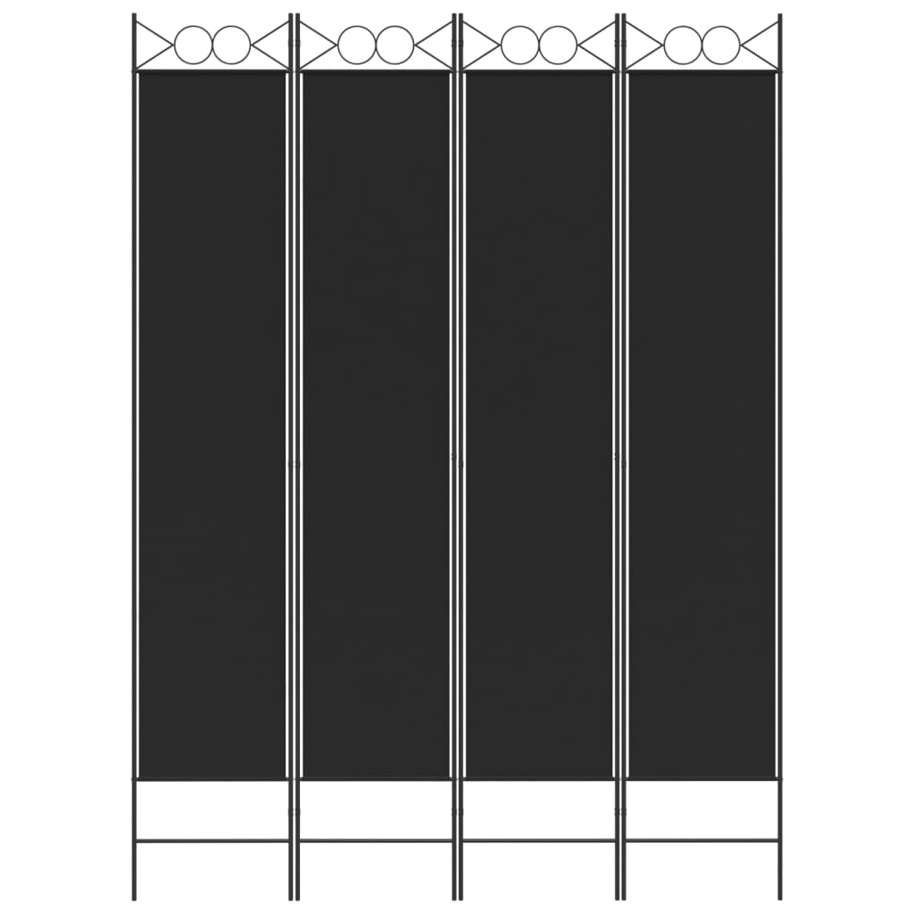vidaXL 4-Panel Room Divider Black 160x220 cm Fabric