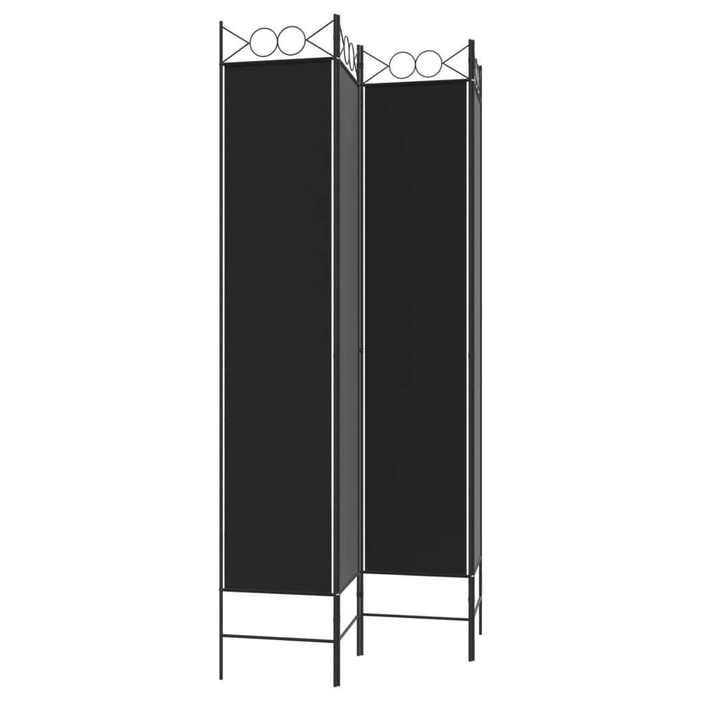 vidaXL 4-Panel Room Divider Black 160x220 cm Fabric