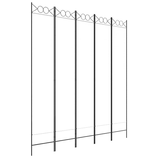 vidaXL 5-Panel Room Divider White 200x220 cm Fabric