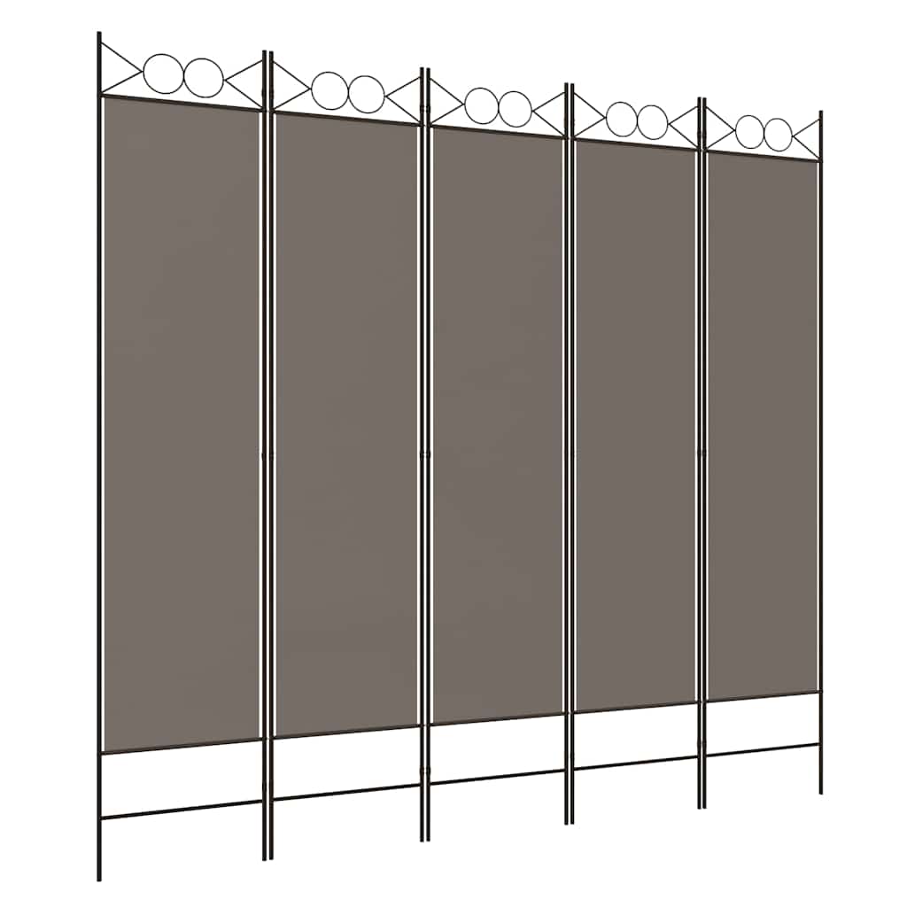 vidaXL 5-Panel Room Divider Anthracite 200x220 cm Fabric