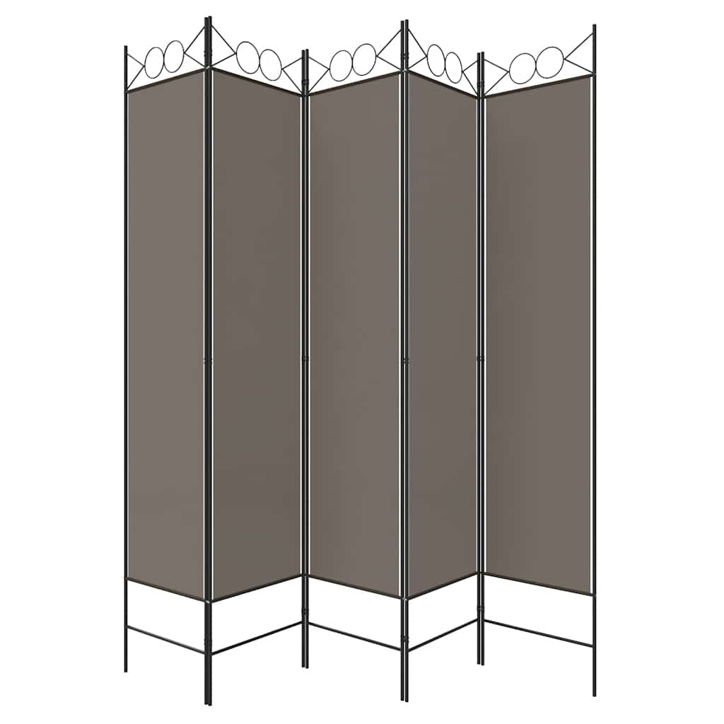 vidaXL 5-Panel Room Divider Anthracite 200x220 cm Fabric