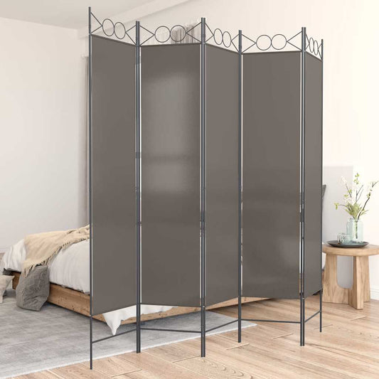 vidaXL 5-Panel Room Divider Anthracite 200x220 cm Fabric