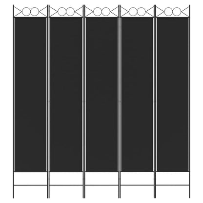 vidaXL 5-Panel Room Divider Black 200x220 cm Fabric
