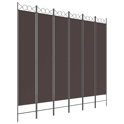 vidaXL 6-Panel Room Divider Brown 240x220 cm Fabric