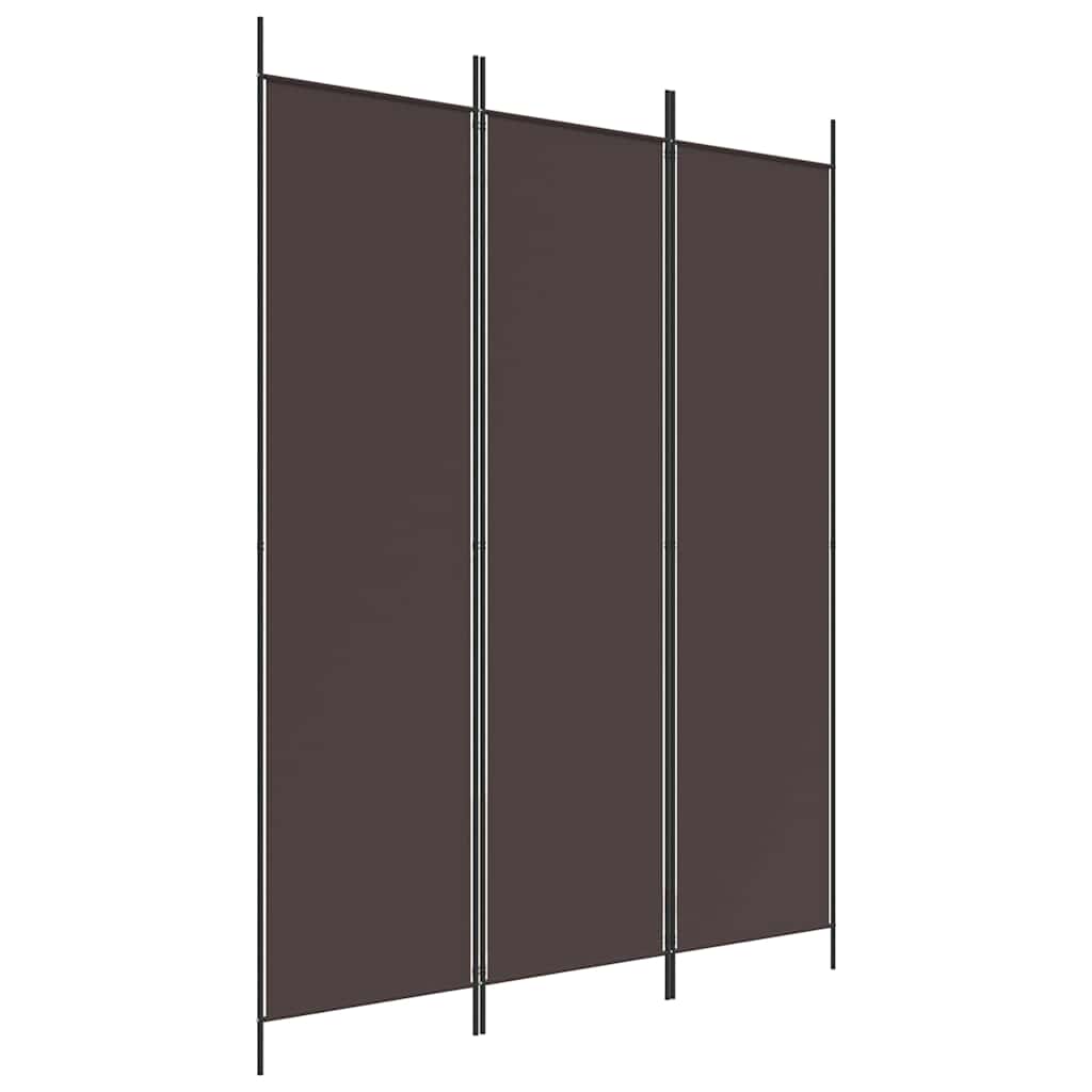 vidaXL 3-Panel Room Divider Brown 150x200 cm Fabric