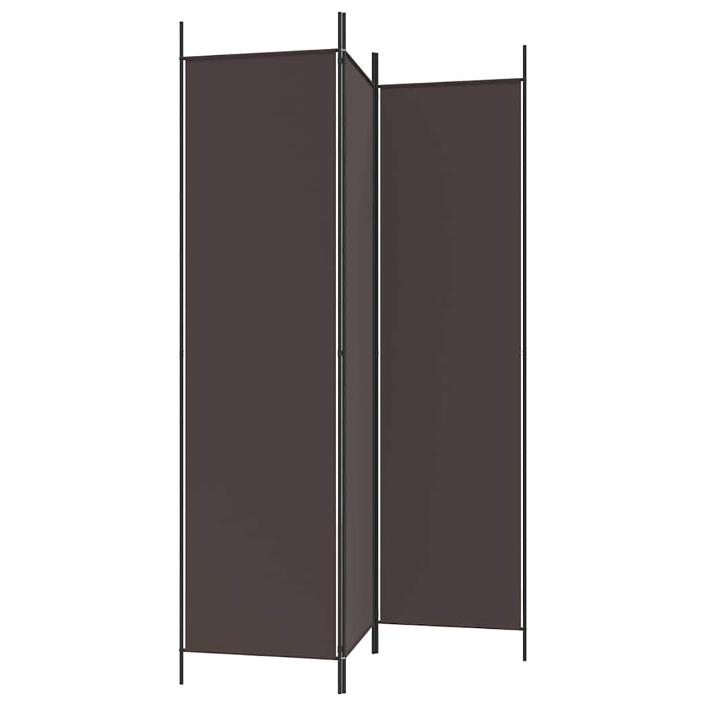 vidaXL 3-Panel Room Divider Brown 150x200 cm Fabric