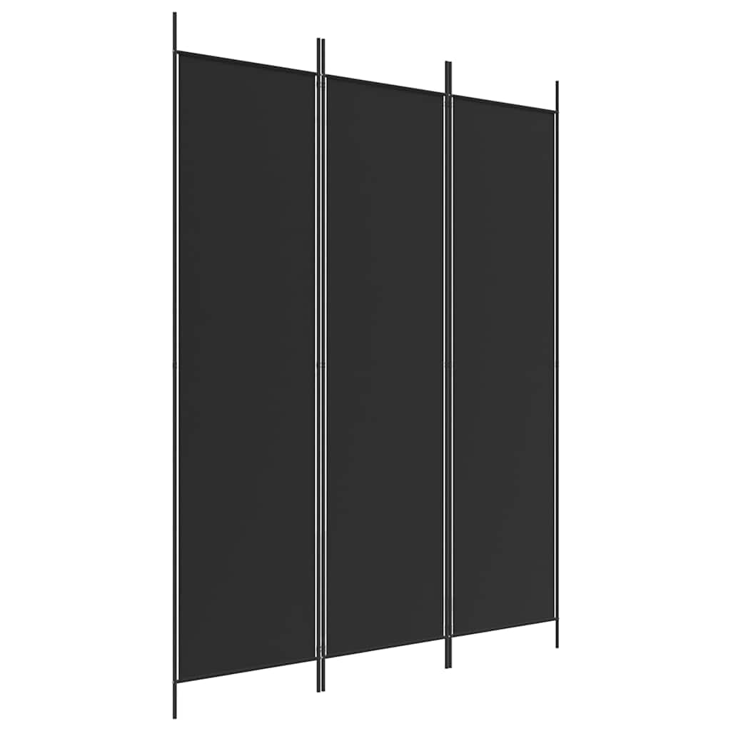 vidaXL 3-Panel Room Divider Black 150x200 cm Fabric