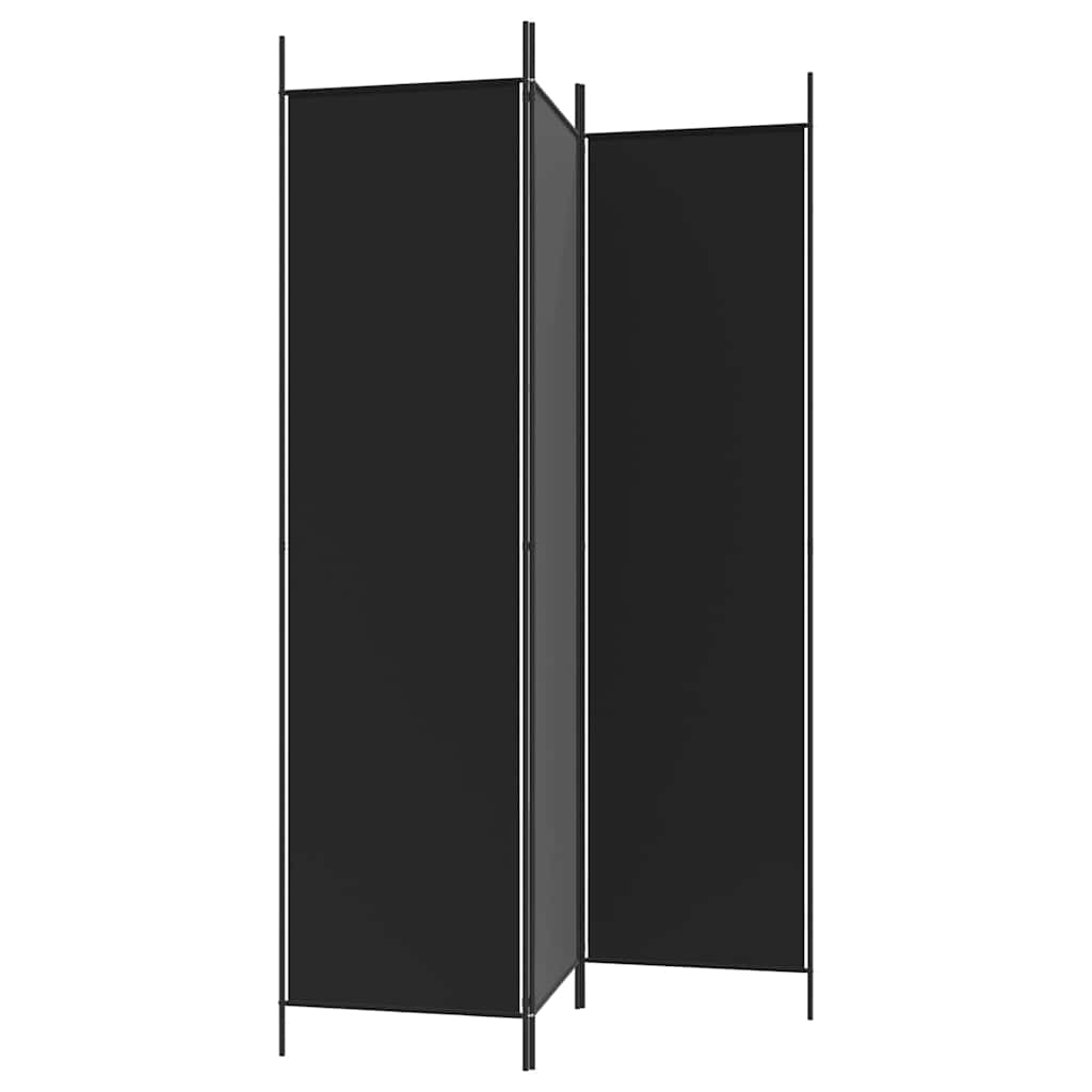 vidaXL 3-Panel Room Divider Black 150x200 cm Fabric