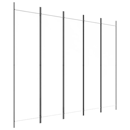 vidaXL 5-Panel Room Divider White 250x200 cm Fabric