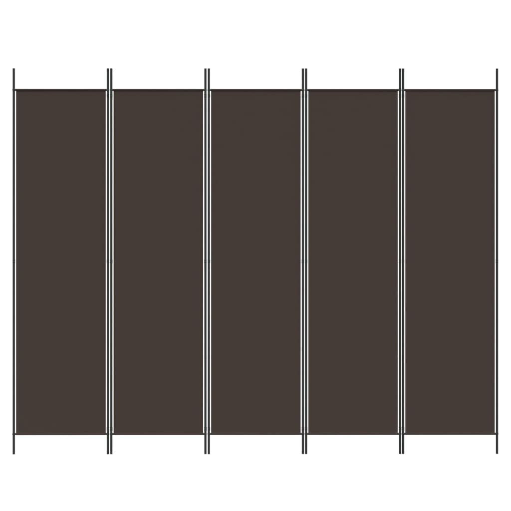 vidaXL 5-Panel Room Divider Brown 250x200 cm Fabric
