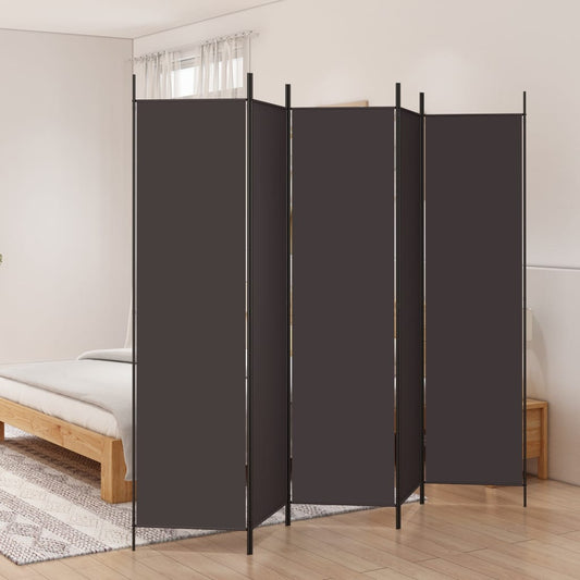 vidaXL 5-Panel Room Divider Brown 250x200 cm Fabric