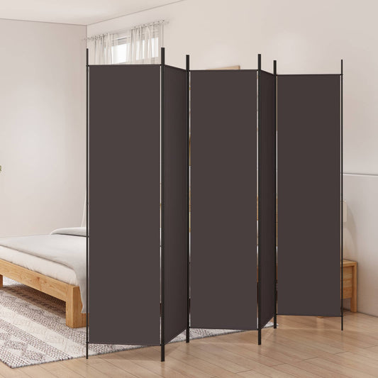 vidaXL 5-Panel Room Divider Brown 250x200 cm Fabric