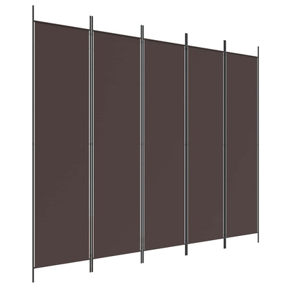 vidaXL 5-Panel Room Divider Brown 250x200 cm Fabric