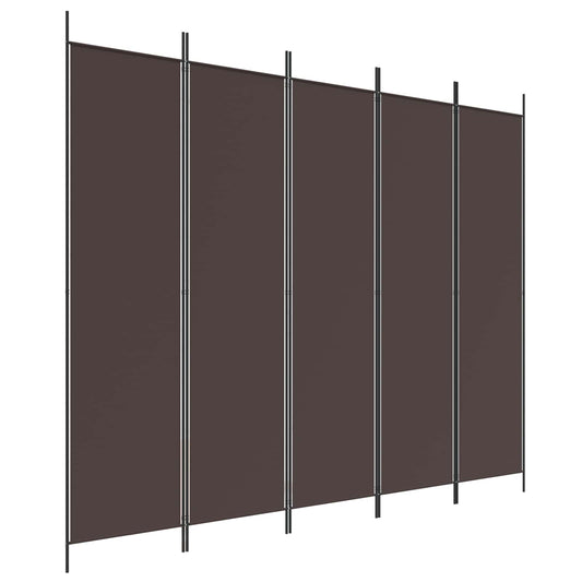 vidaXL 5-Panel Room Divider Brown 250x200 cm Fabric
