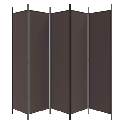 vidaXL 5-Panel Room Divider Brown 250x200 cm Fabric