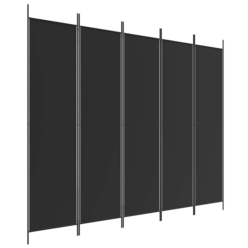 vidaXL 5-Panel Room Divider Black 250x200 cm Fabric