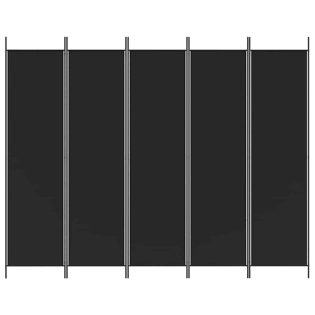 vidaXL 5-Panel Room Divider Black 250x200 cm Fabric