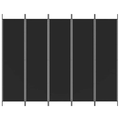 vidaXL 5-Panel Room Divider Black 250x200 cm Fabric