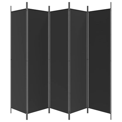 vidaXL 5-Panel Room Divider Black 250x200 cm Fabric