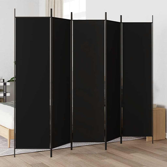 vidaXL 5-Panel Room Divider Black 250x200 cm Fabric