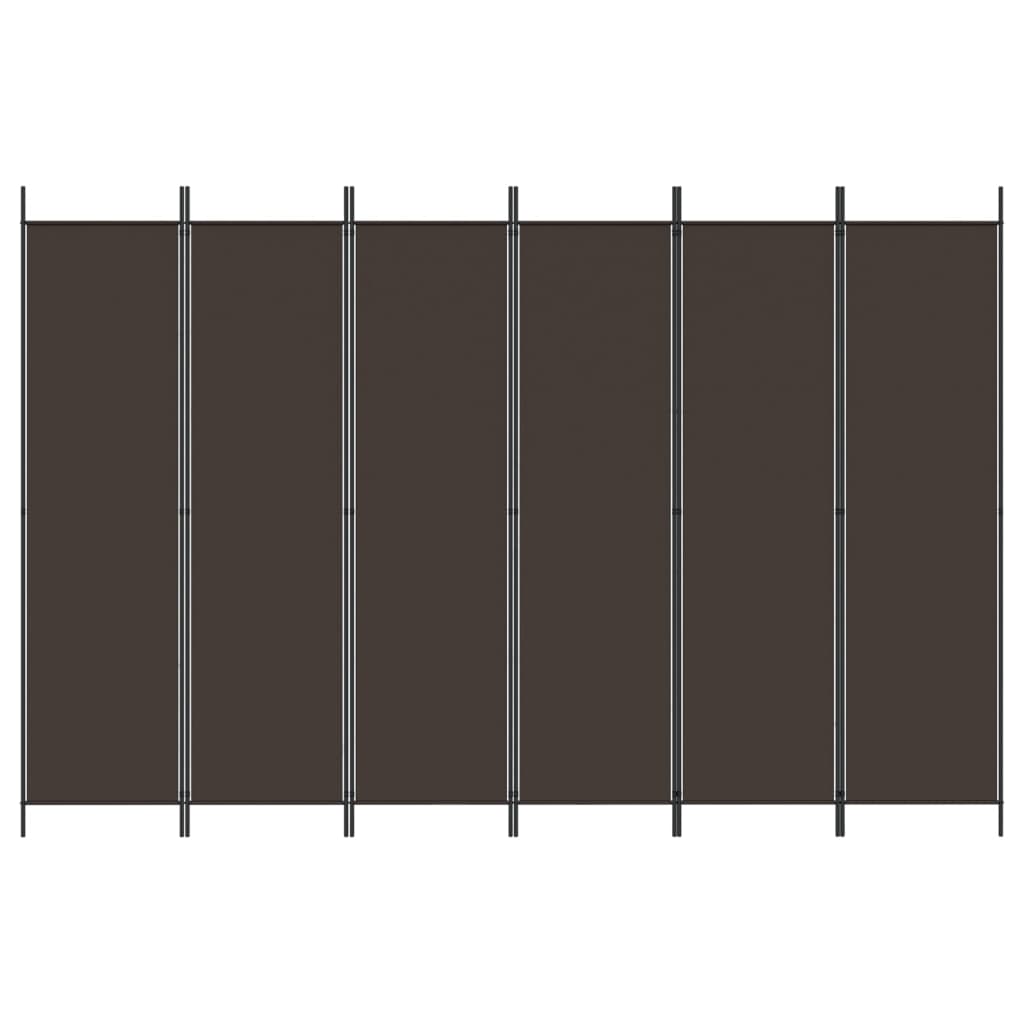 vidaXL 6-Panel Room Divider Brown 300x200 cm Fabric