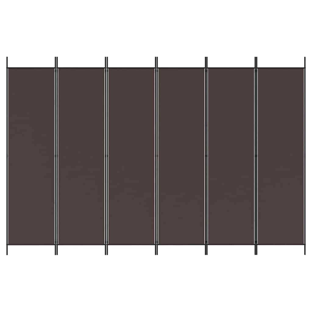 vidaXL 6-Panel Room Divider Brown 300x200 cm Fabric