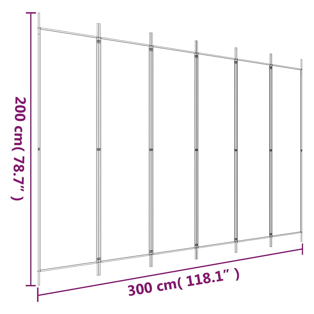 vidaXL 6-Panel Room Divider Brown 300x200 cm Fabric