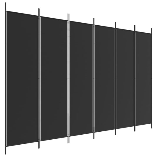 vidaXL 6-Panel Room Divider Black 300x200 cm Fabric