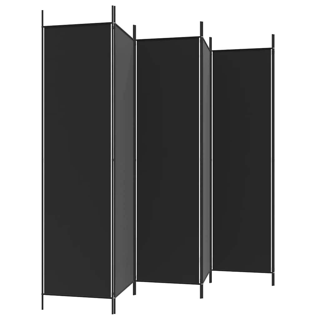vidaXL 6-Panel Room Divider Black 300x200 cm Fabric