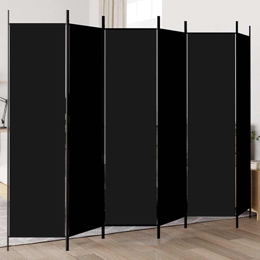 vidaXL 6-Panel Room Divider Black 300x200 cm Fabric