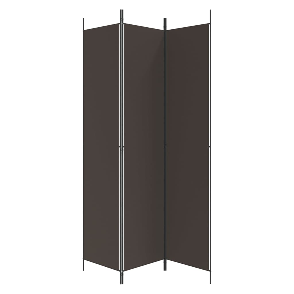 vidaXL 3-Panel Room Divider Brown 150x220 cm Fabric