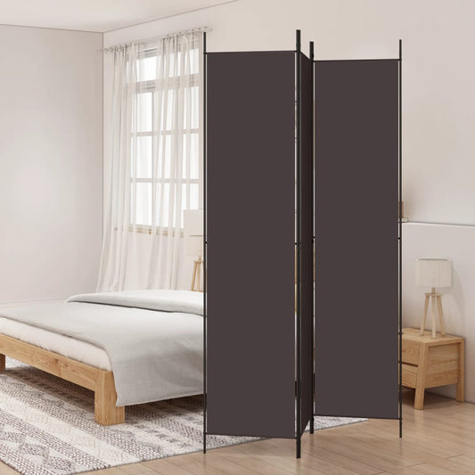 vidaXL 3-Panel Room Divider Brown 150x220 cm Fabric