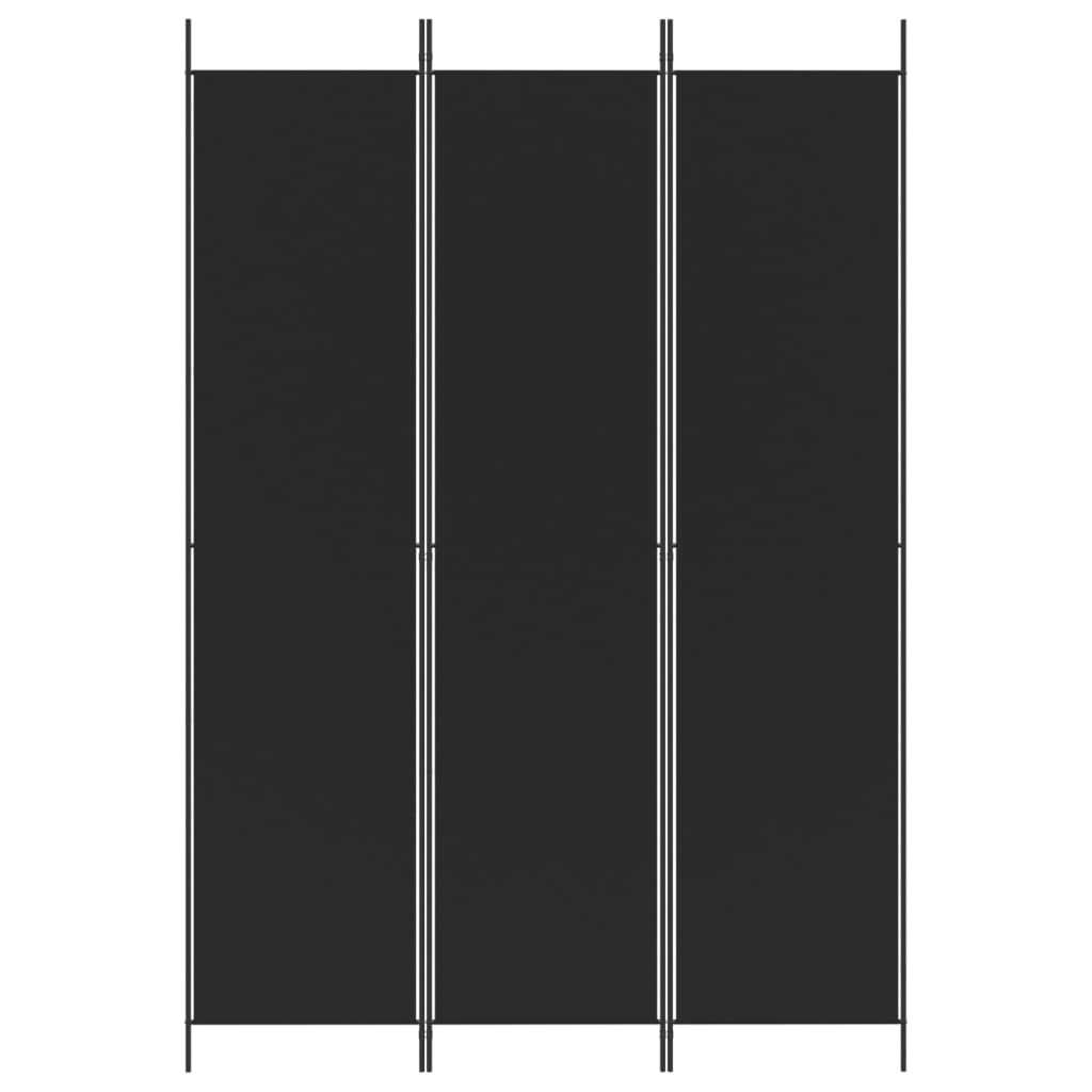 vidaXL 3-Panel Room Divider Black 150x220 cm Fabric