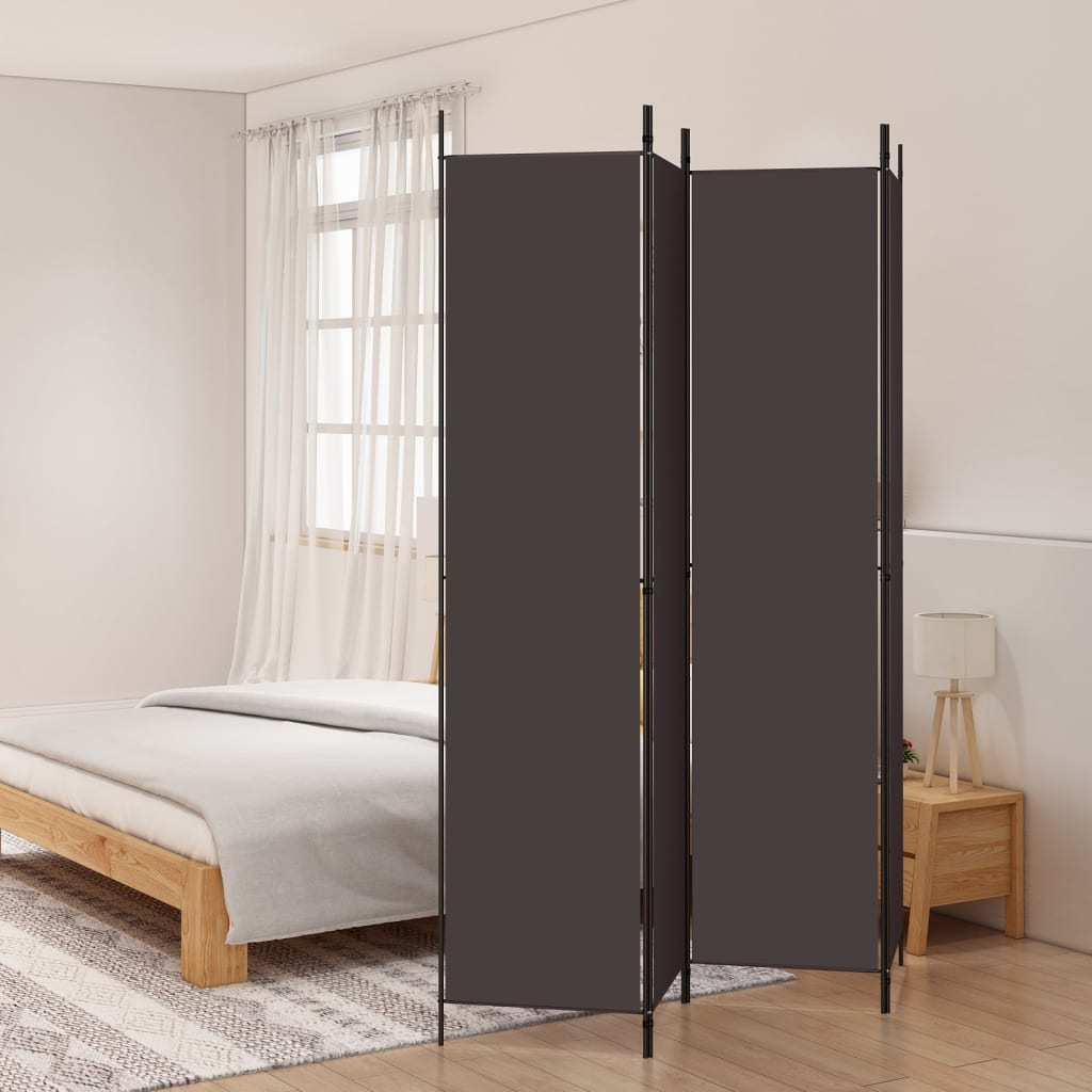 vidaXL 4-Panel Room Divider Brown 200x220 cm Fabric