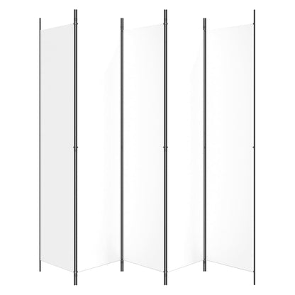 vidaXL 5-Panel Room Divider White 250x220 cm Fabric