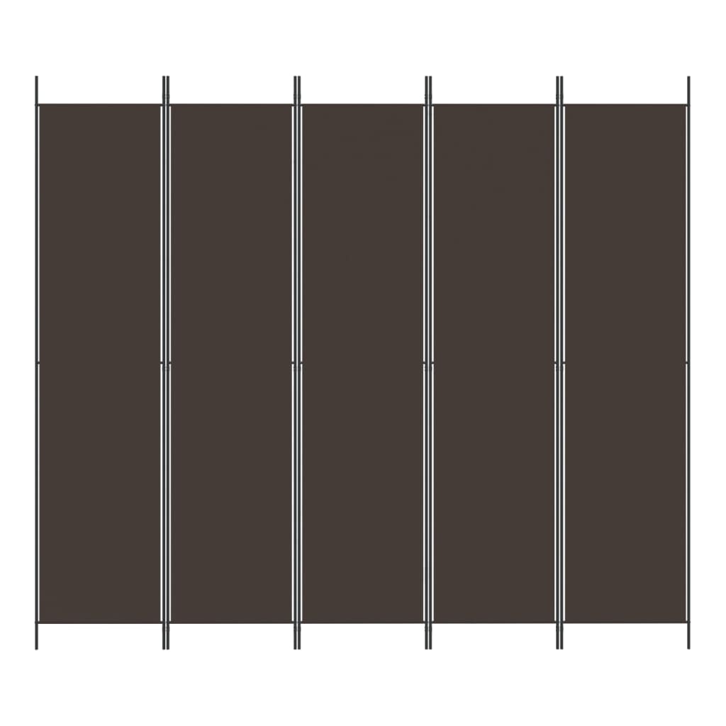 vidaXL 5-Panel Room Divider Brown 250x220 cm Fabric
