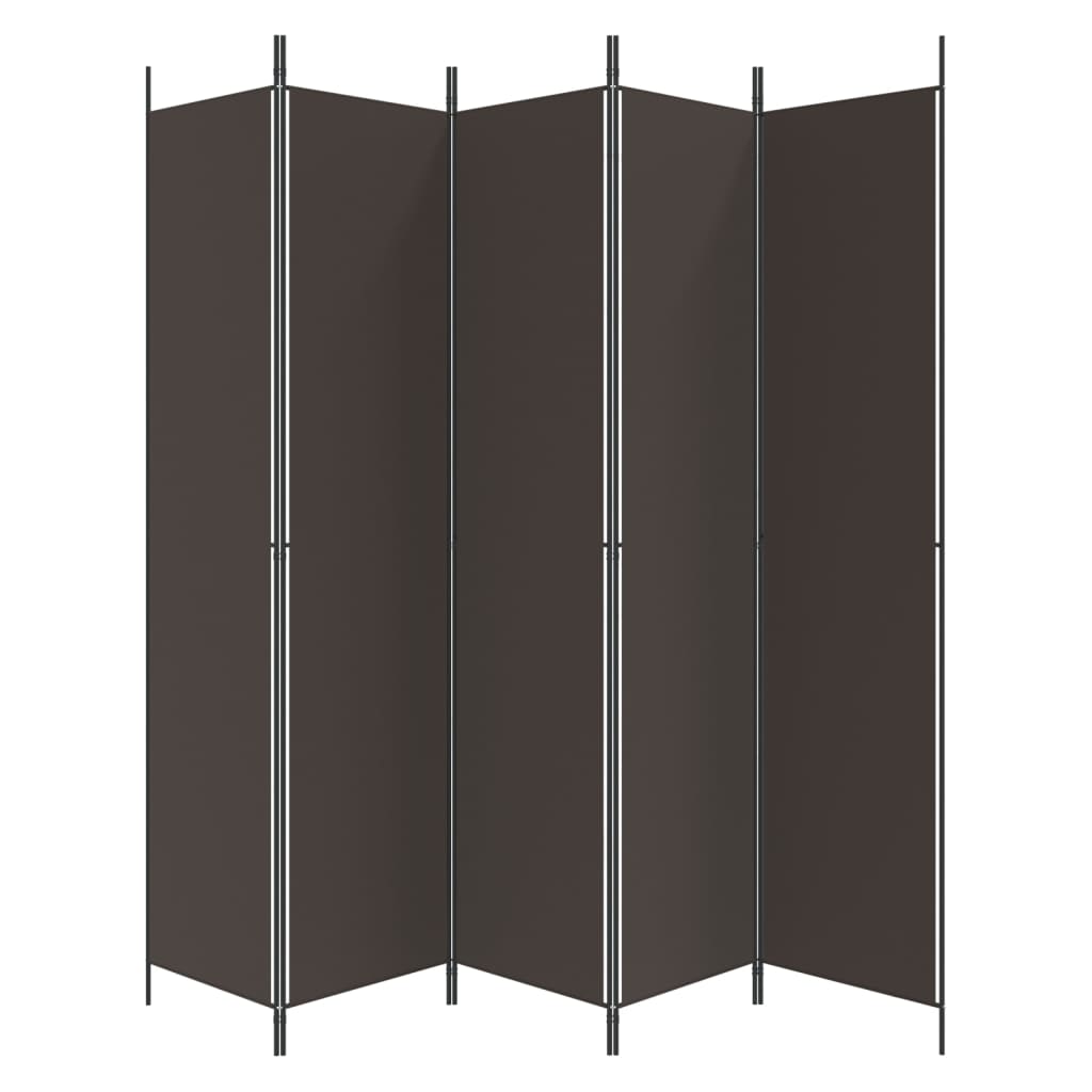 vidaXL 5-Panel Room Divider Brown 250x220 cm Fabric