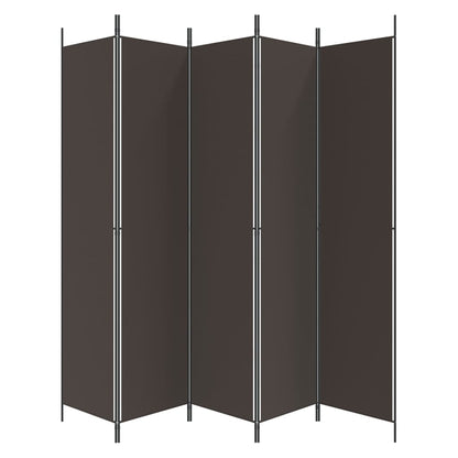 vidaXL 5-Panel Room Divider Brown 250x220 cm Fabric