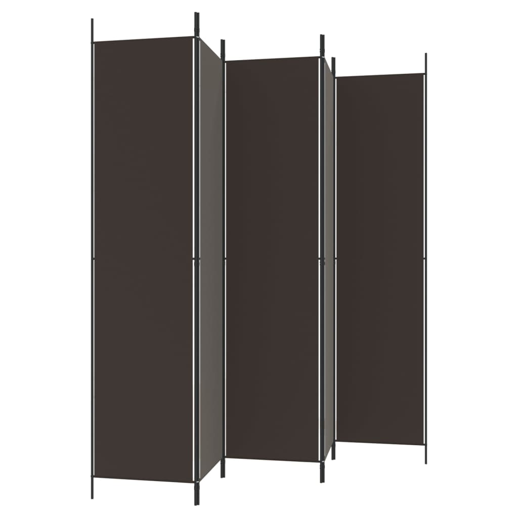 vidaXL 5-Panel Room Divider Brown 250x220 cm Fabric