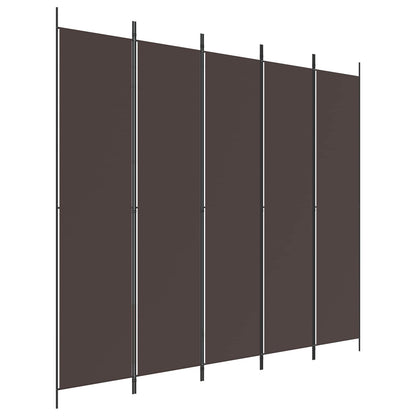 vidaXL 5-Panel Room Divider Brown 250x220 cm Fabric