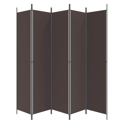 vidaXL 5-Panel Room Divider Brown 250x220 cm Fabric