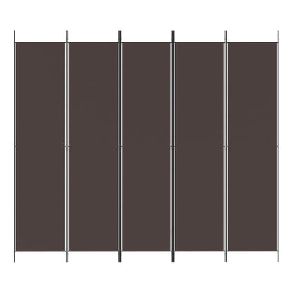 vidaXL 5-Panel Room Divider Brown 250x220 cm Fabric