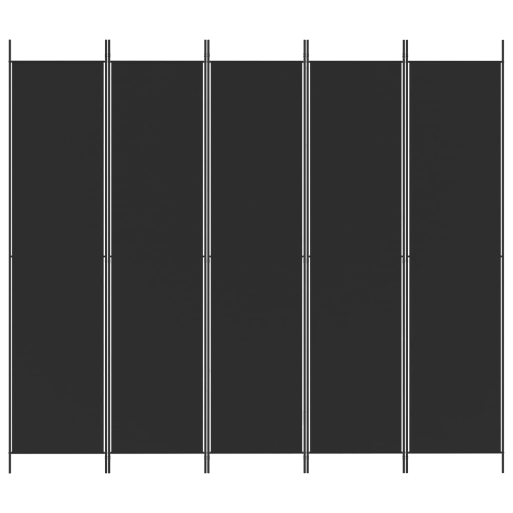 vidaXL 5-Panel Room Divider Black 250x220 cm Fabric
