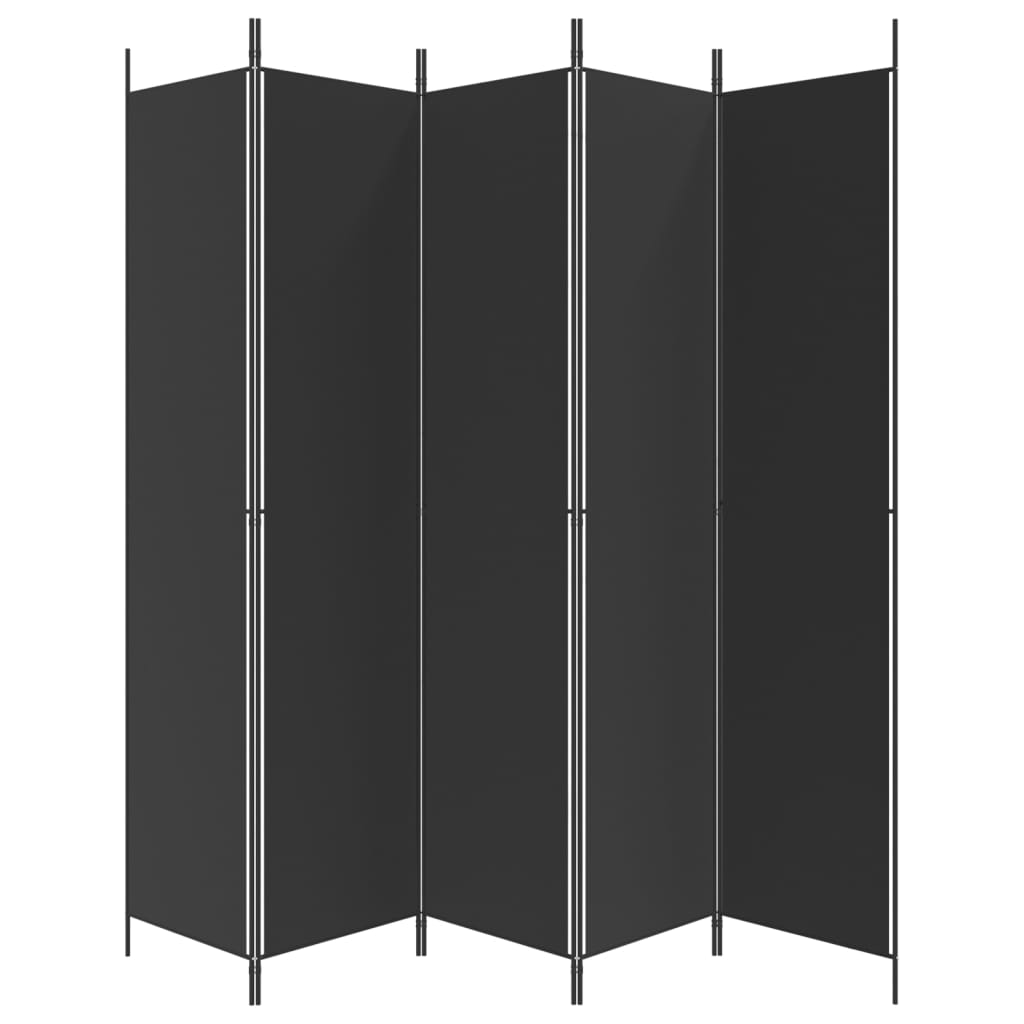 vidaXL 5-Panel Room Divider Black 250x220 cm Fabric