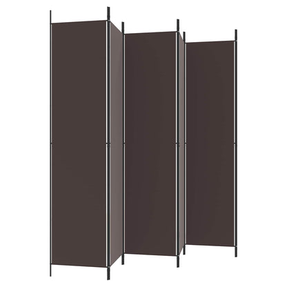 vidaXL 6-Panel Room Divider Brown 300x220 cm Fabric